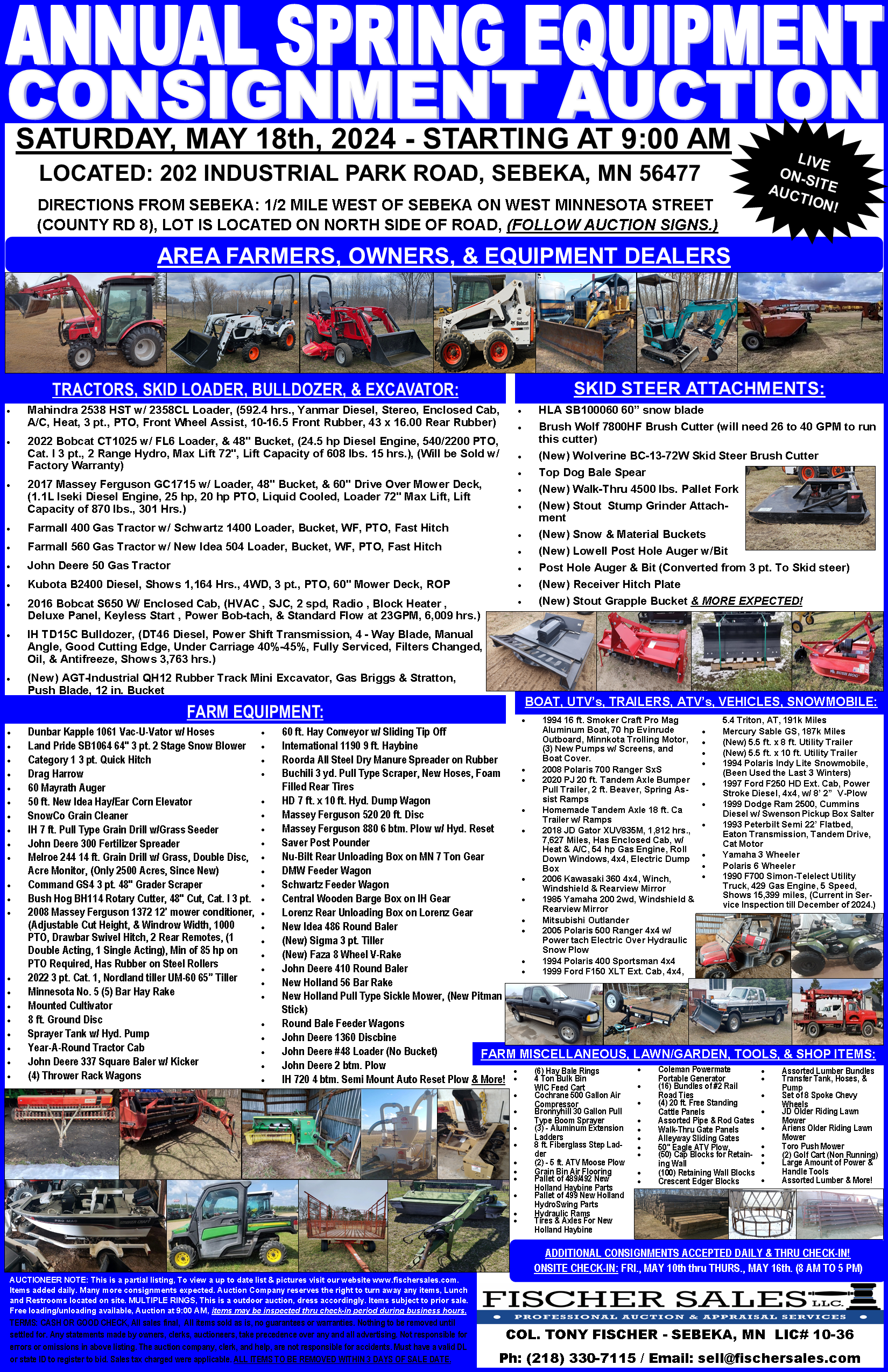Annual Spring Equipment Consignment Auction Photo - Click Here to See